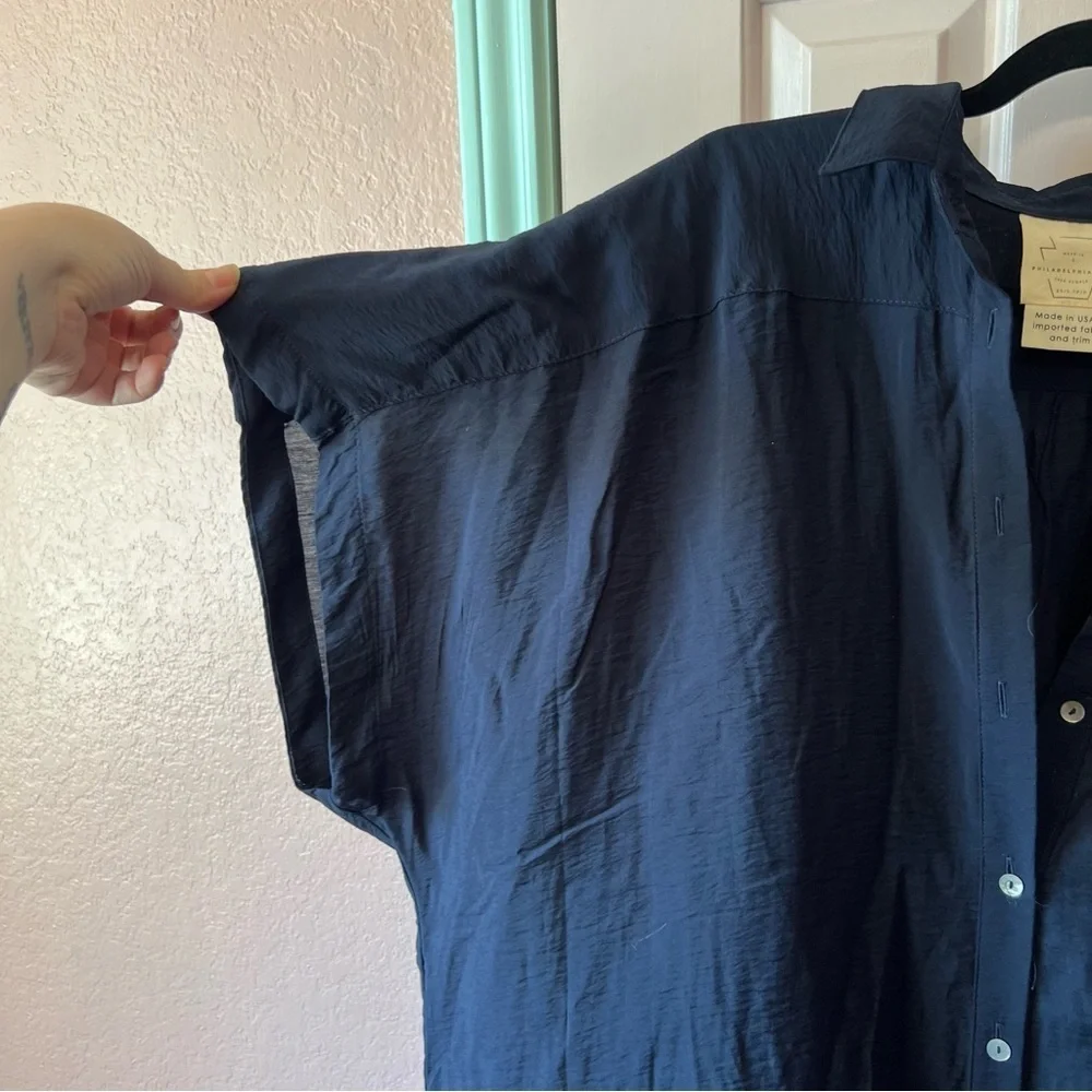 Free People Navy Button Down Dress XS